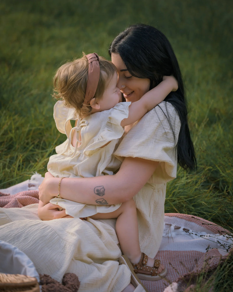 Tiffany and Josie at golden hour in the tall grass, photo 7. Orange County family photography.